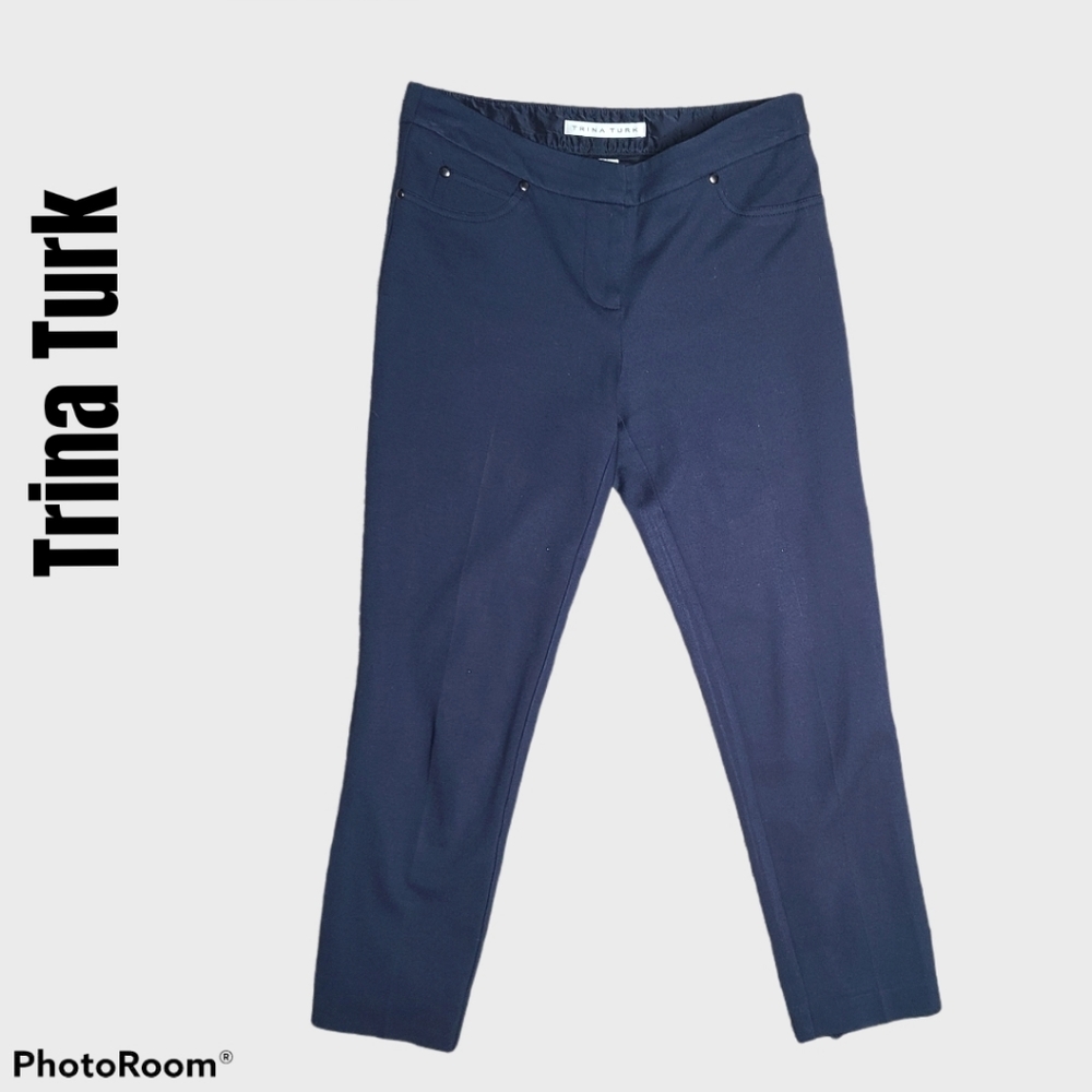 EUC Sz 2 Trina Turk Navy Blue Pencil Pants